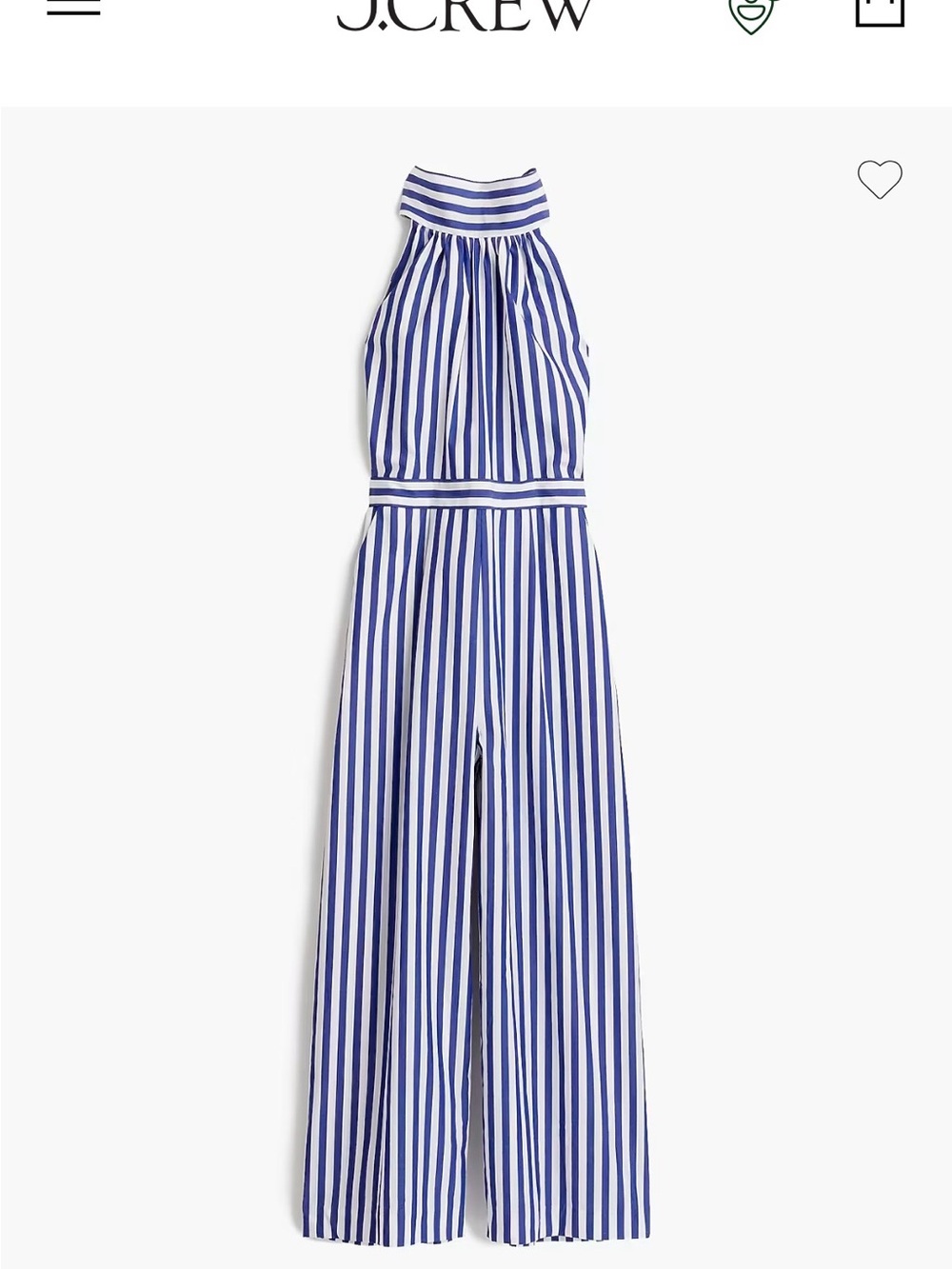 J. Crew Blue and White Vertical Stripe Halter Jumpsuit